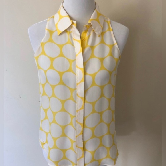 Michael Stars silk yellow polka dot sleeveless top S - Picture 2 of 7